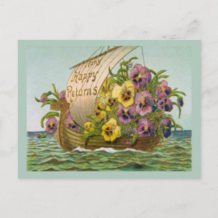 Vintage Flower Boat Postcard