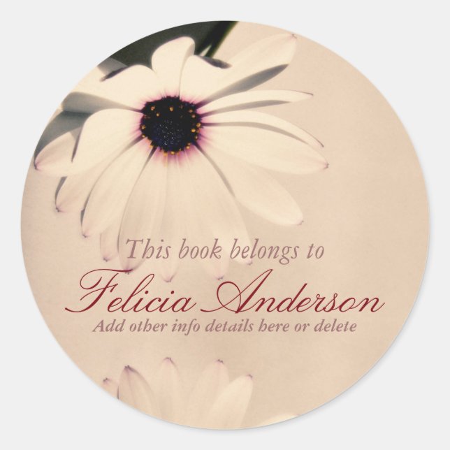 Vintage Flower Bookplate Sticker (Front)