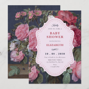 Vintage flower bouquet art baby shower invitation