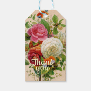 Vintage Flower Bouquet Thank You Gift Tags