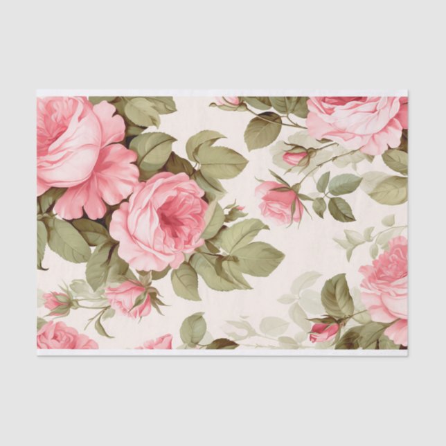 Vintage Flower Bouquet with Roses Tissue Paper (Front)