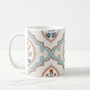 Vintage flower branches, Indian textile. Coffee Mug