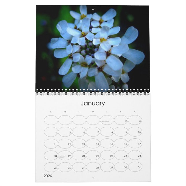 Vintage Flower Calendar (Jan 2026)