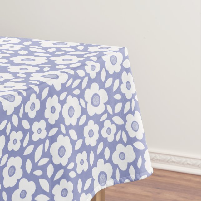 Vintage Flower Cascade Periwinkle Tablecloth (In Situ)