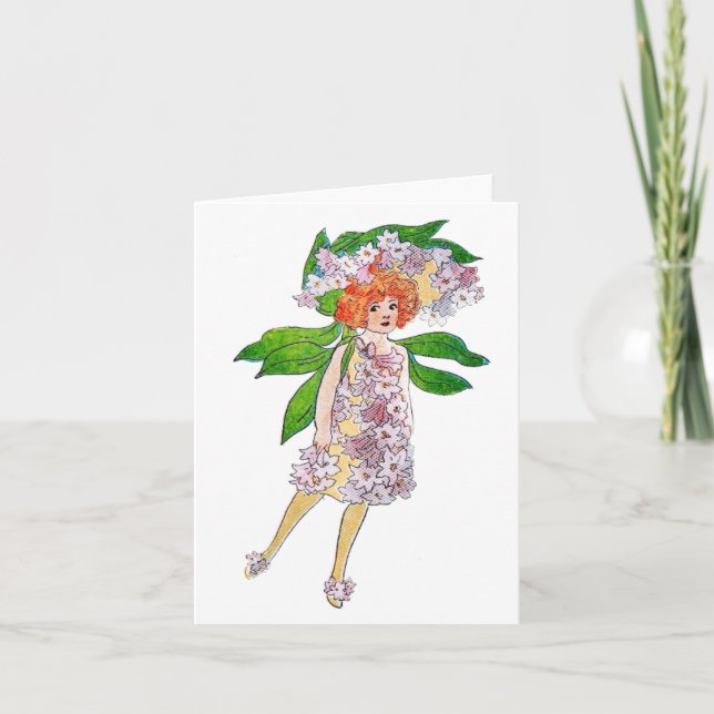Vintage Flower Children Hyacinth Folded Note Card (Front)
