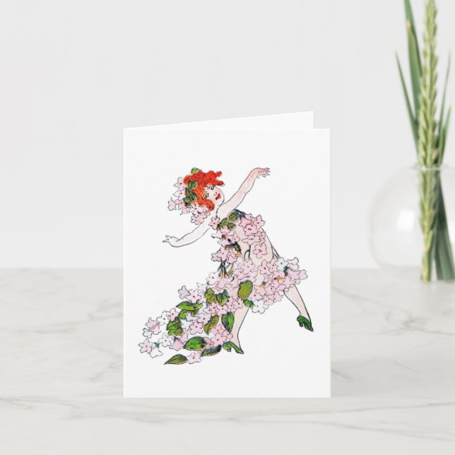 Vintage Flower Children Trailing Arbutus Note Card (Front)