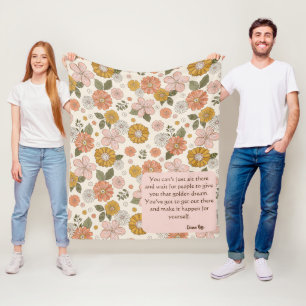 Vintage flower design with Inspirational Message Fleece Blanket