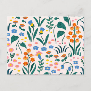 Vintage Flower Drawing Postcard