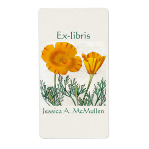 Vintage flower floral ex-libris bookplate label