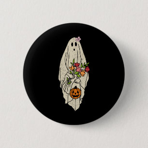 Vintage Flower Floral Ghost Cute Funny Halloween C 6 Cm Round Badge