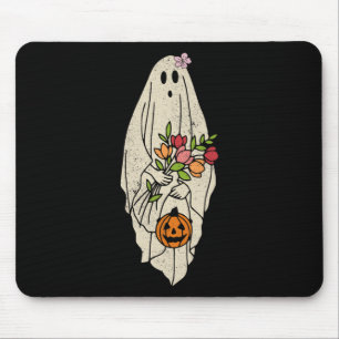 Vintage Flower Floral Ghost Cute Funny Halloween C Mouse Mat