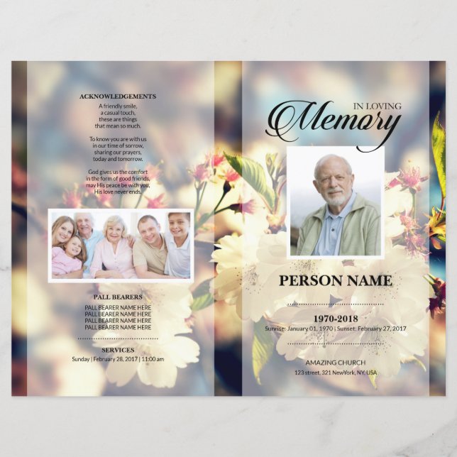 Vintage Flower Funeral Template (Front)