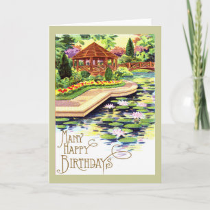 Vintage Flower Garden Birthday Card