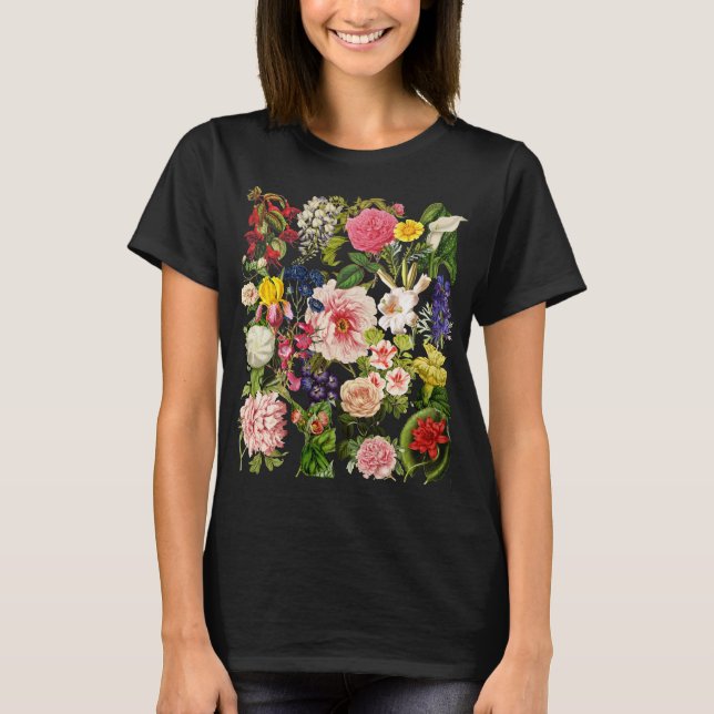 Vintage Flower Garden Elegant Botanical T-Shirt (Front)
