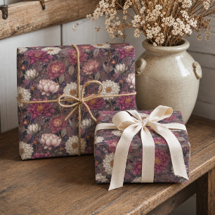 Vintage Flower Garden Pink & Cream Pattern Wrapping Paper Sheet