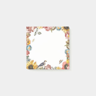 Vintage flower garden post-it notes
