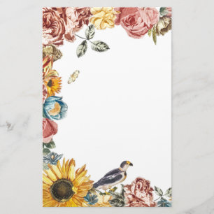 Vintage flower garden stationery