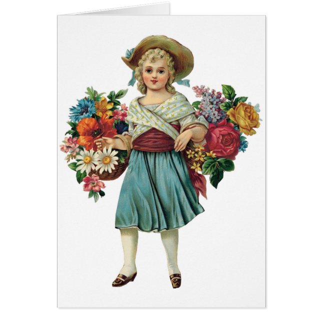 Vintage Flower Girl Customisable Cards (Front)