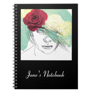 Vintage flower girl illustration notebook