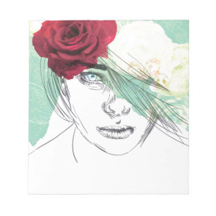 Vintage flower girl illustration notepad
