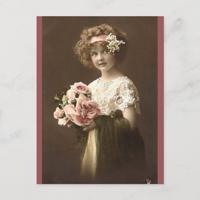 Vintage Flower Girl Postcard (Front)