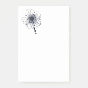 Vintage flower illustration. post-it notes