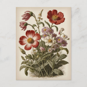 Vintage Flower Illustration  Postcard