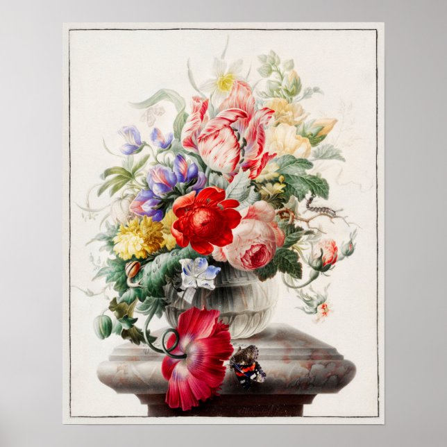 Vintage Flower Illustration Poster (Front)