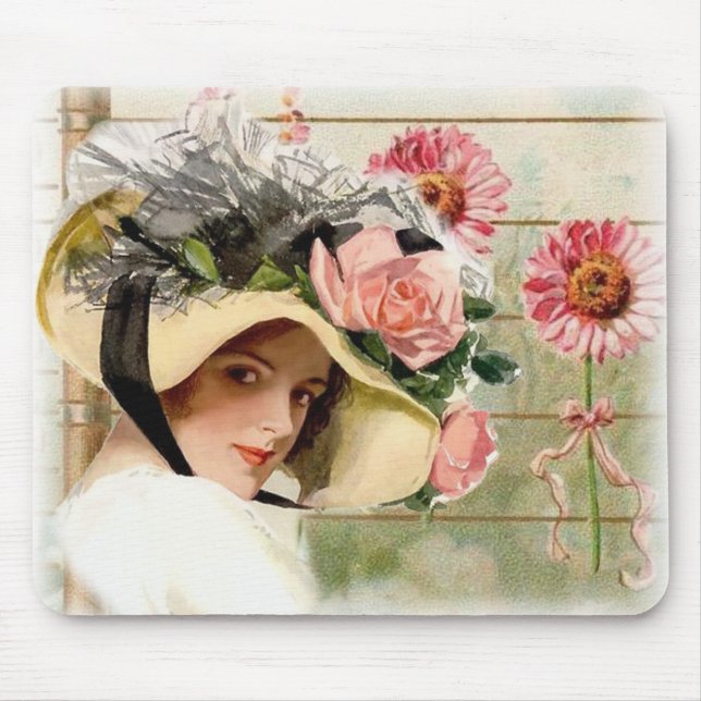 Vintage Flower Lady. Mouse Mat (Front)