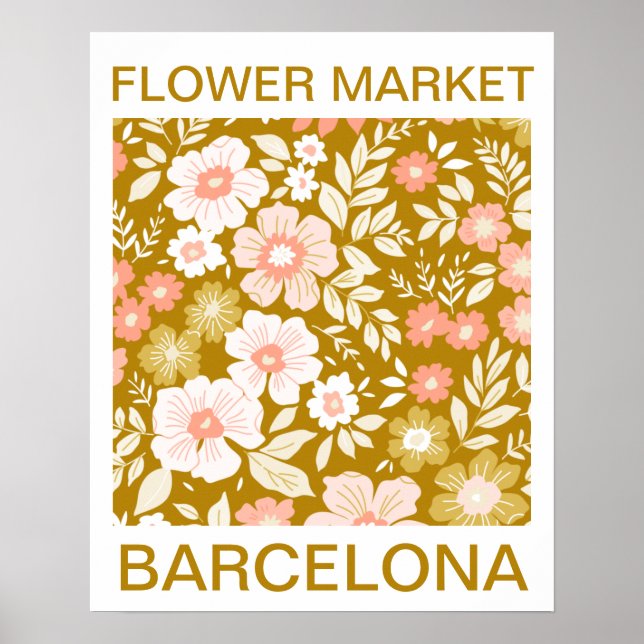 Vintage Flower Market Barcelona Poster (Front)