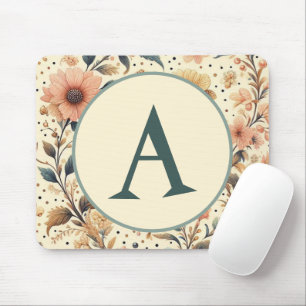 Vintage Flower Medley : Custom Initial Mouse Mat