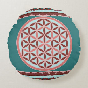 "Vintage Flower of Life" Round Cushion