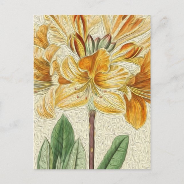 Vintage Flower Oil Painting Yellow Postcard (Front)