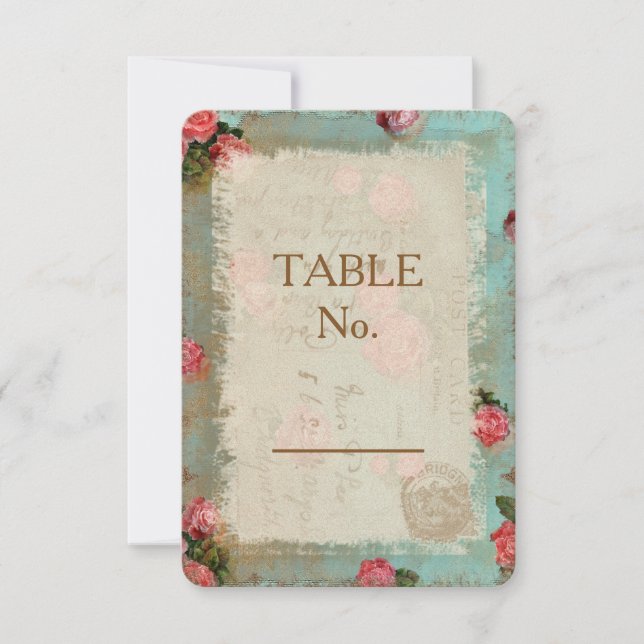 Vintage Flower Paper - Table Number Card (Front)