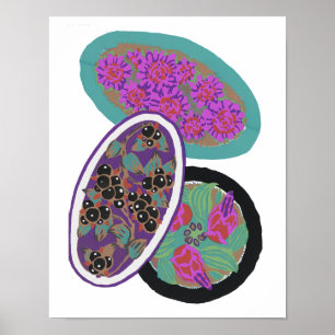 Vintage flower patterns, elegant Art Nouveau Small Poster