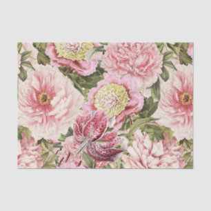 Vintage Flower Peony + Lily Pattern Illustration Tissue Paper