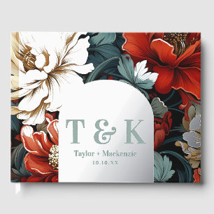 Vintage Flower Personalised Monogram Wedding Foil Guest Book