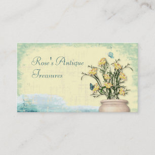 Vintage Flower Pot & Butterfly Business Card