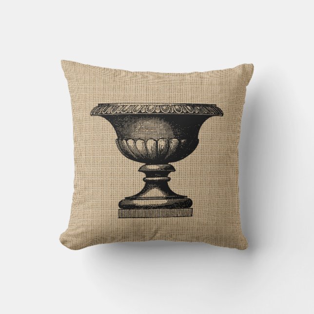 Vintage Flower Pot Pillow (Front)