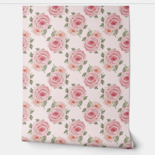 Vintage flower rose garden cottage pink pattern wallpaper