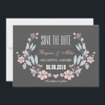Vintage Flower Save the Date Wedding Announcement<br><div class="desc">Vintage floral illustration for your Save the Date and wedding announcement. With soft pink and blue flowers Beautiful watercolor drawing. Customise the wording to fit any occasion. Bridal shower,  engagement party,  baby shower,  gender announcement. You can also customise the background colour and font to your desired theme.</div>