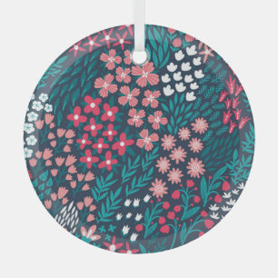 Vintage Flower Seamless Texture. Glass Tree Decoration