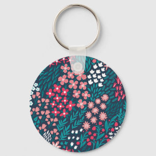 Vintage Flower Seamless Texture. Key Ring