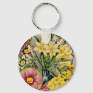 Vintage Flower Seed Catalog Key Ring