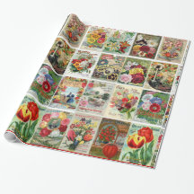 Vintage Flower Seed Catalogue Collage Wrapping