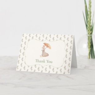 Vintage Flower Umbrella Duck Baby Shower Thank You Card