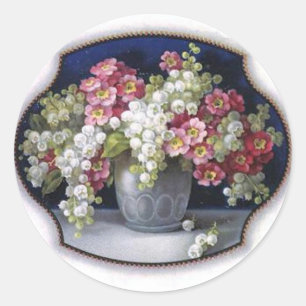 Vintage Flower Vase Classic Round Sticker