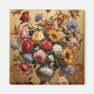 Vintage flower vase magnet