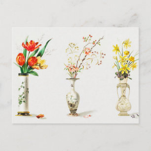 Vintage Flower Vases Postcard