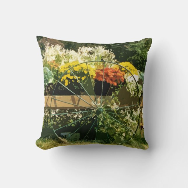 Vintage Flower Wagon Pillow (Front)